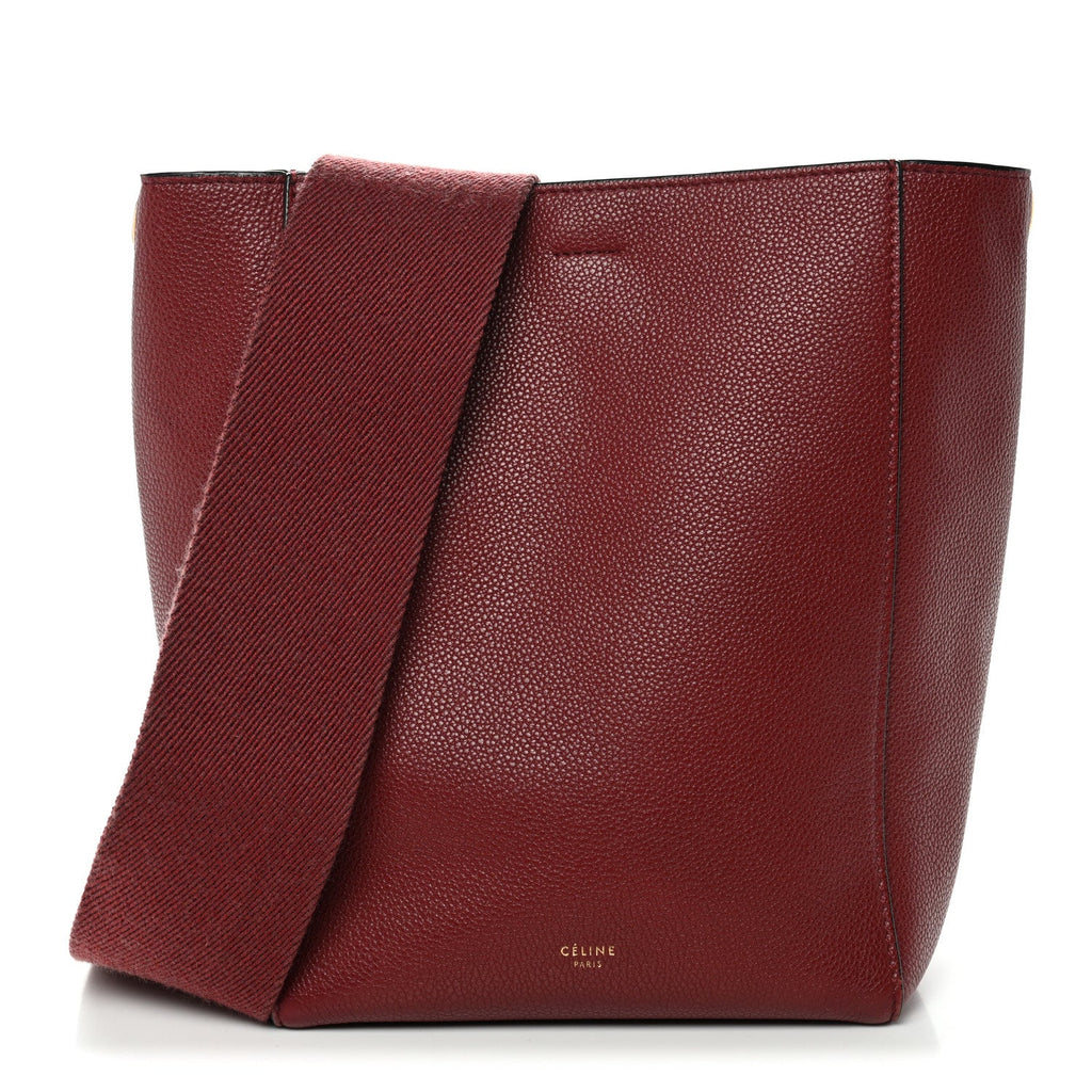 Soft Grained Calfskin Small Sangle Bucket Bag Burgundy