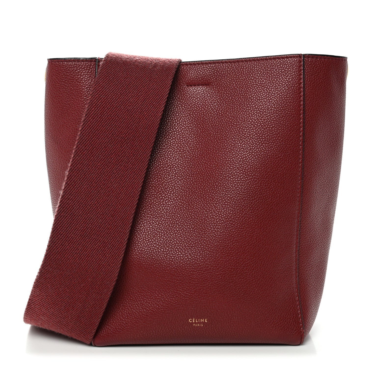 Soft Grained Calfskin Small Sangle Bucket Bag Burgundy