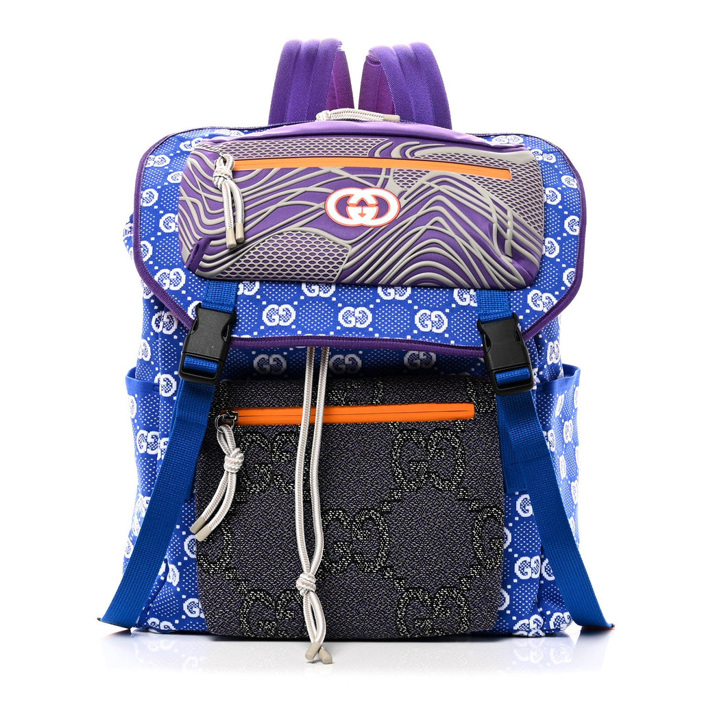 Jersey GG Monogram All Over Pan Sport Double Buckle Backpack  Blue Multicolor