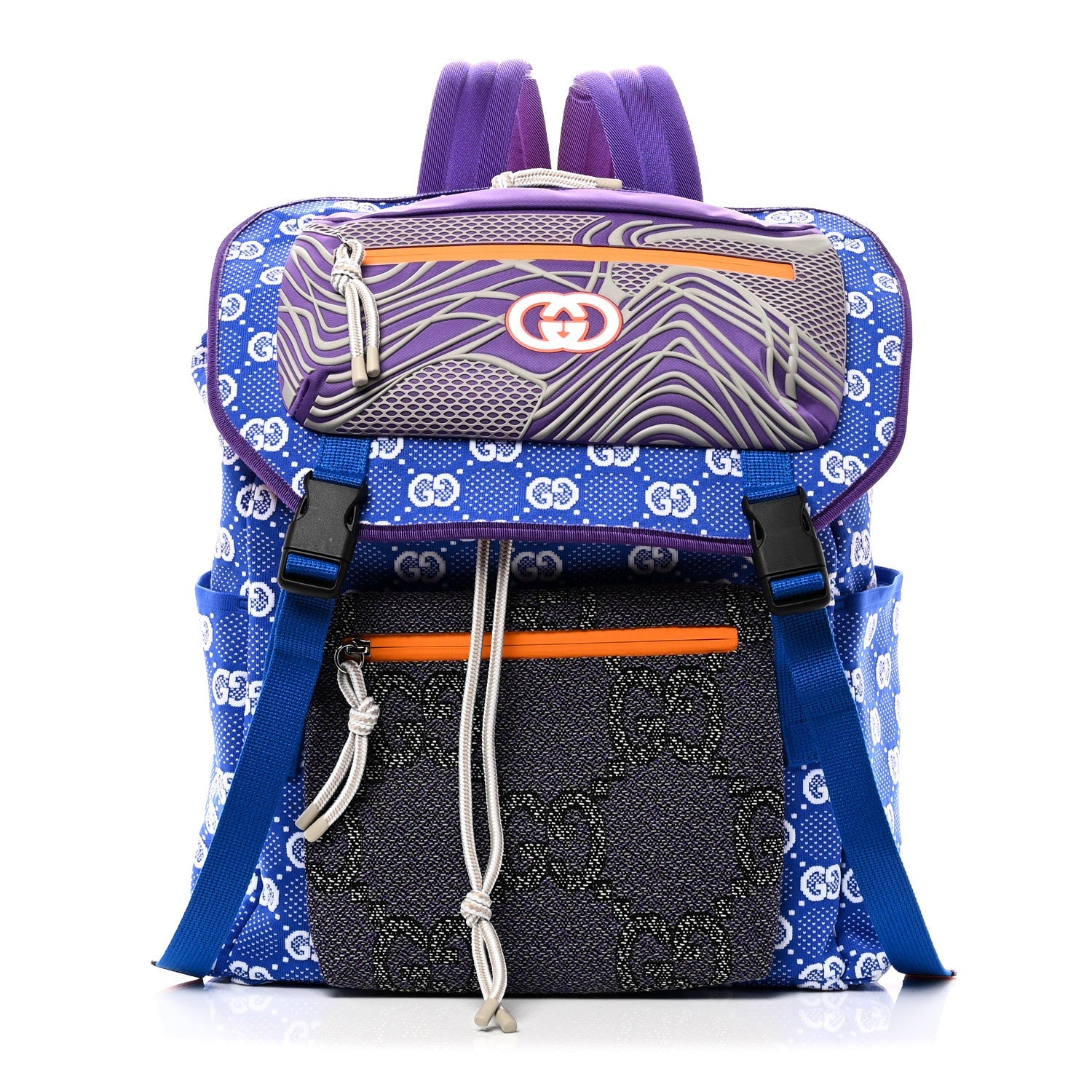 Jersey GG Monogram All Over Pan Sport Double Buckle Backpack  Blue Multicolor