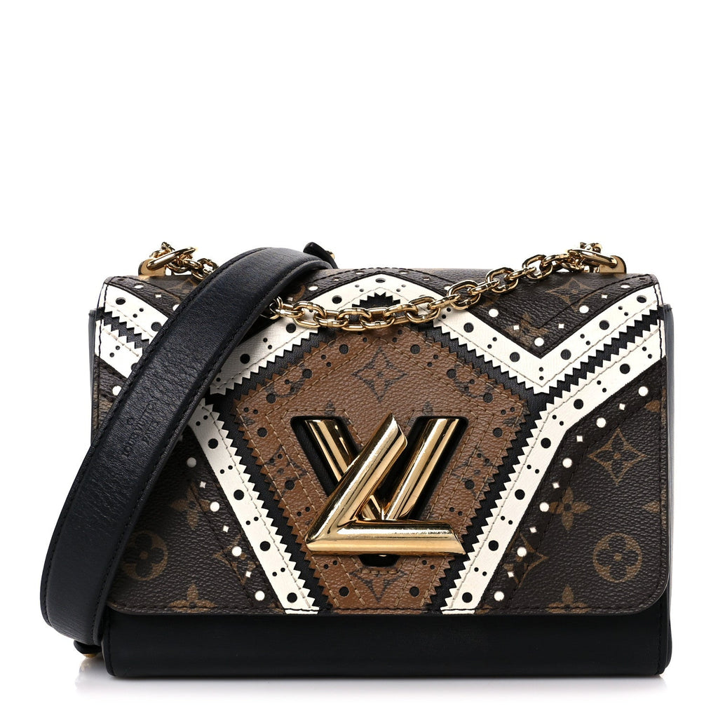 Veau Satin Monogram Twist Shoulder Bag MM Black