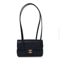 Shiny Caviar Mini Preppy Coco Shoulder Bag Dark Blue