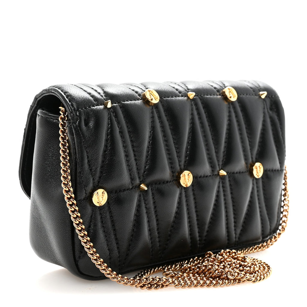 Nappa Quilted Studded Virtus Evening Bag Black