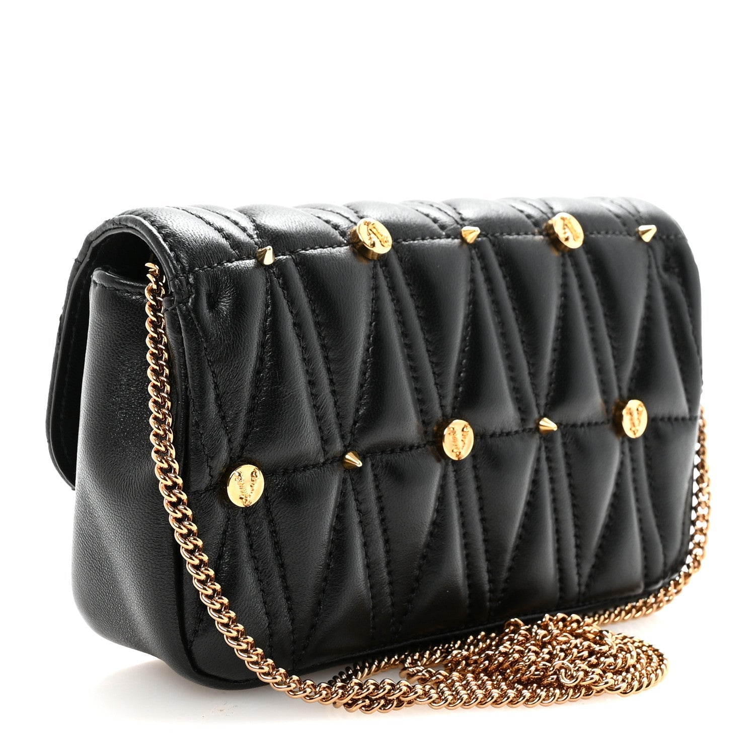 Nappa Quilted Studded Virtus Evening Bag Black