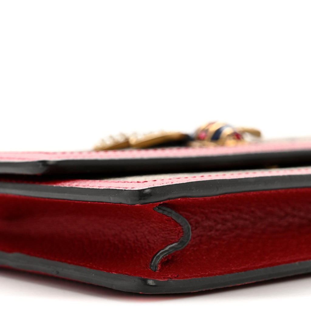 GG Supreme Monogram Web Queen Margaret Chain Wallet Red