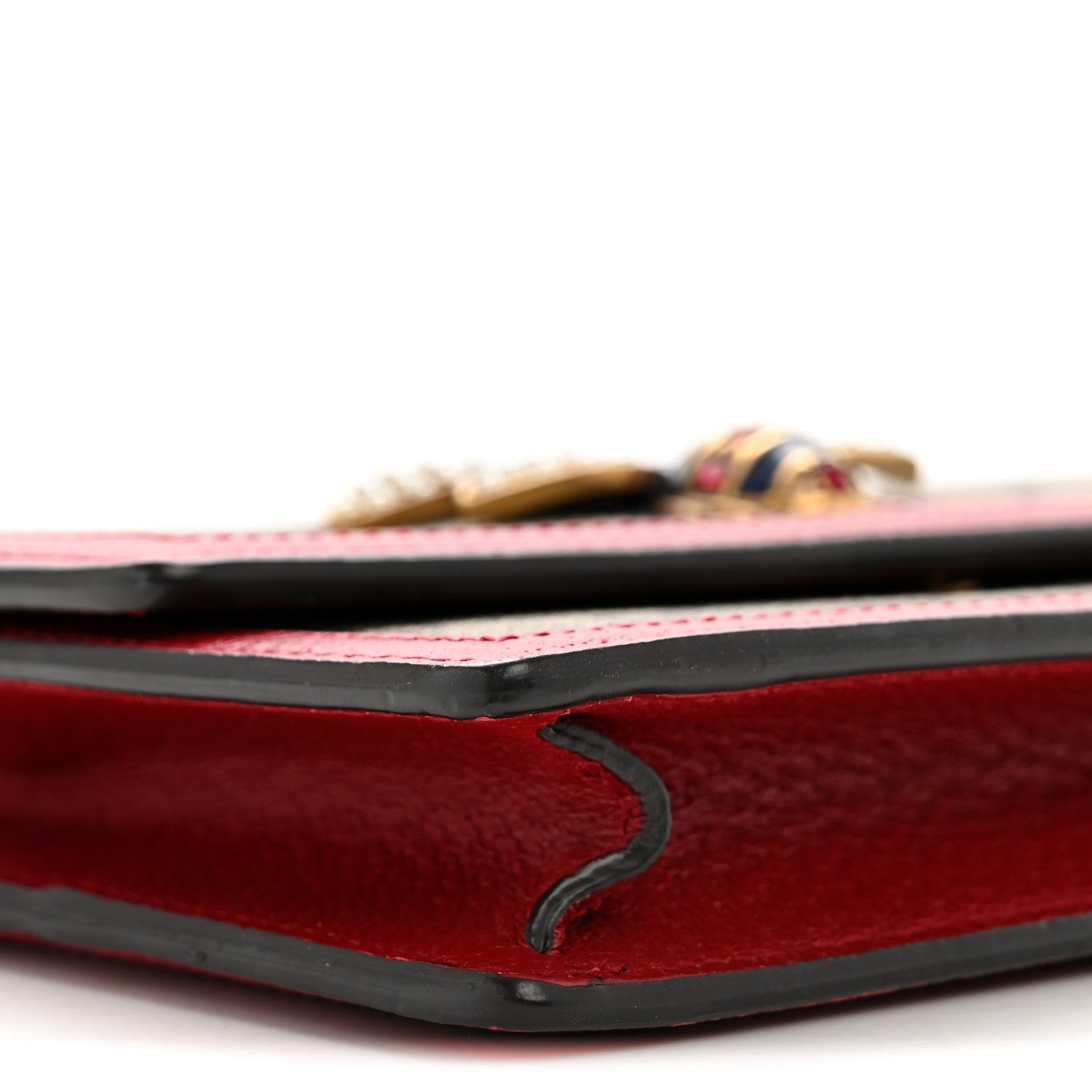 GG Supreme Monogram Web Queen Margaret Chain Wallet Red