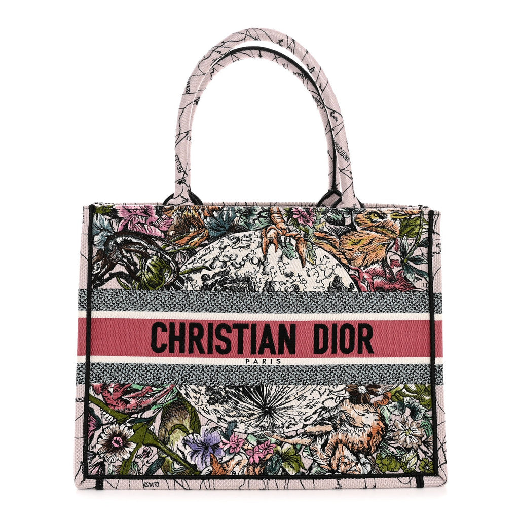 Canvas Embroidered Medium Zodiac Book Tote Latte Multicolor