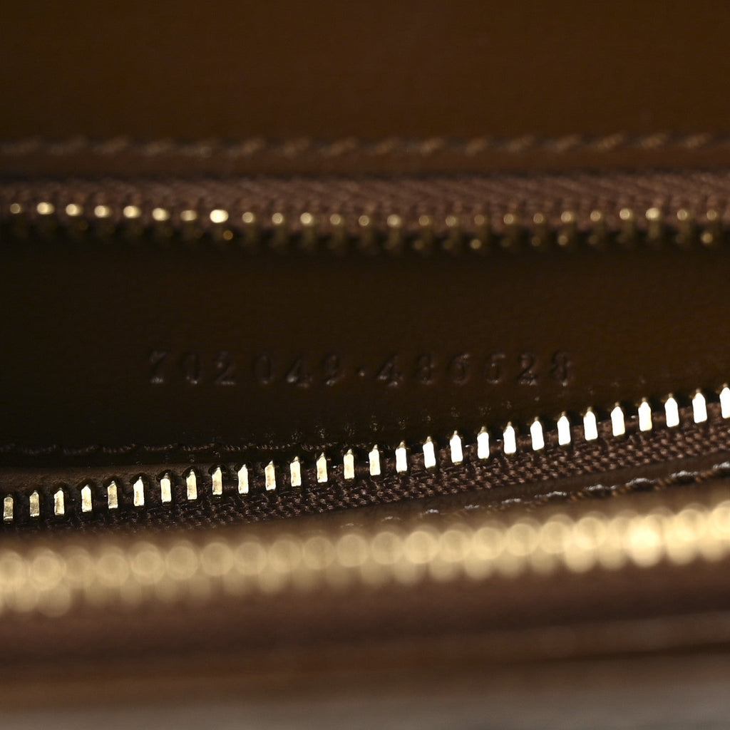 GG Supreme Monogram Calfskin Medium Horsebit 1955 Top Handle Bag Beige Ebony Brown Sugar