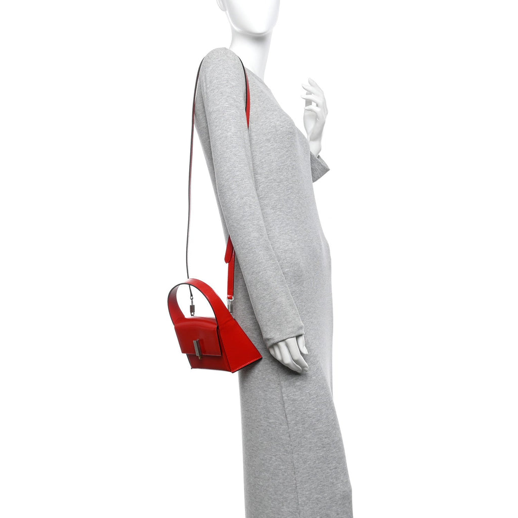 Brushed Calfskin Small Geometric Prisma Shoulder Bag Flame Red