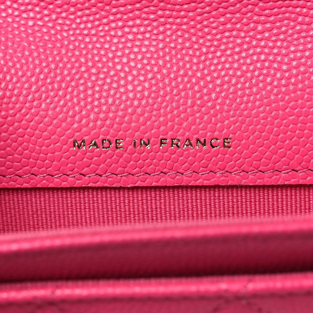Caviar Quilted Flap  Holder Wallet Pink
