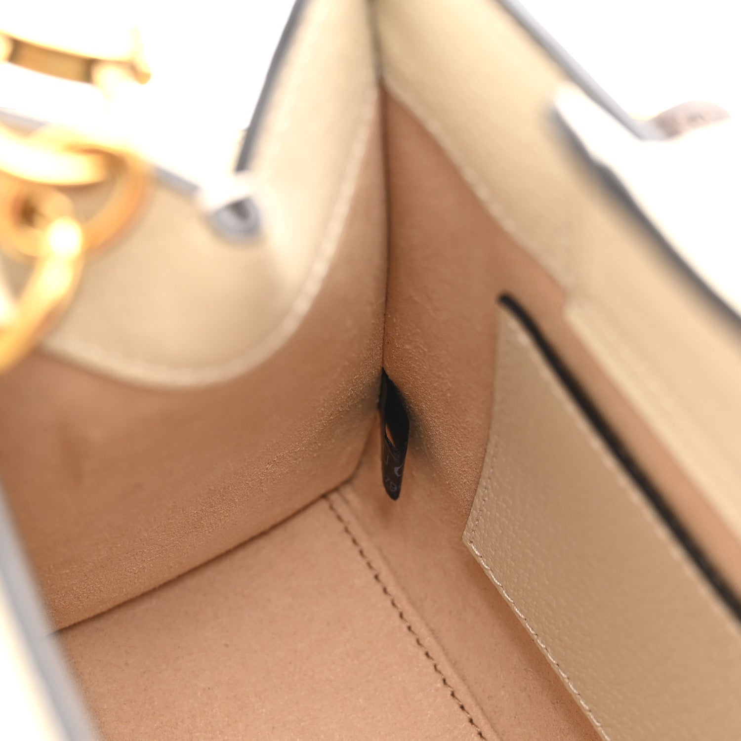 Textured Dollar Calfskin Web Mini Diana Tote Bag Mystic White