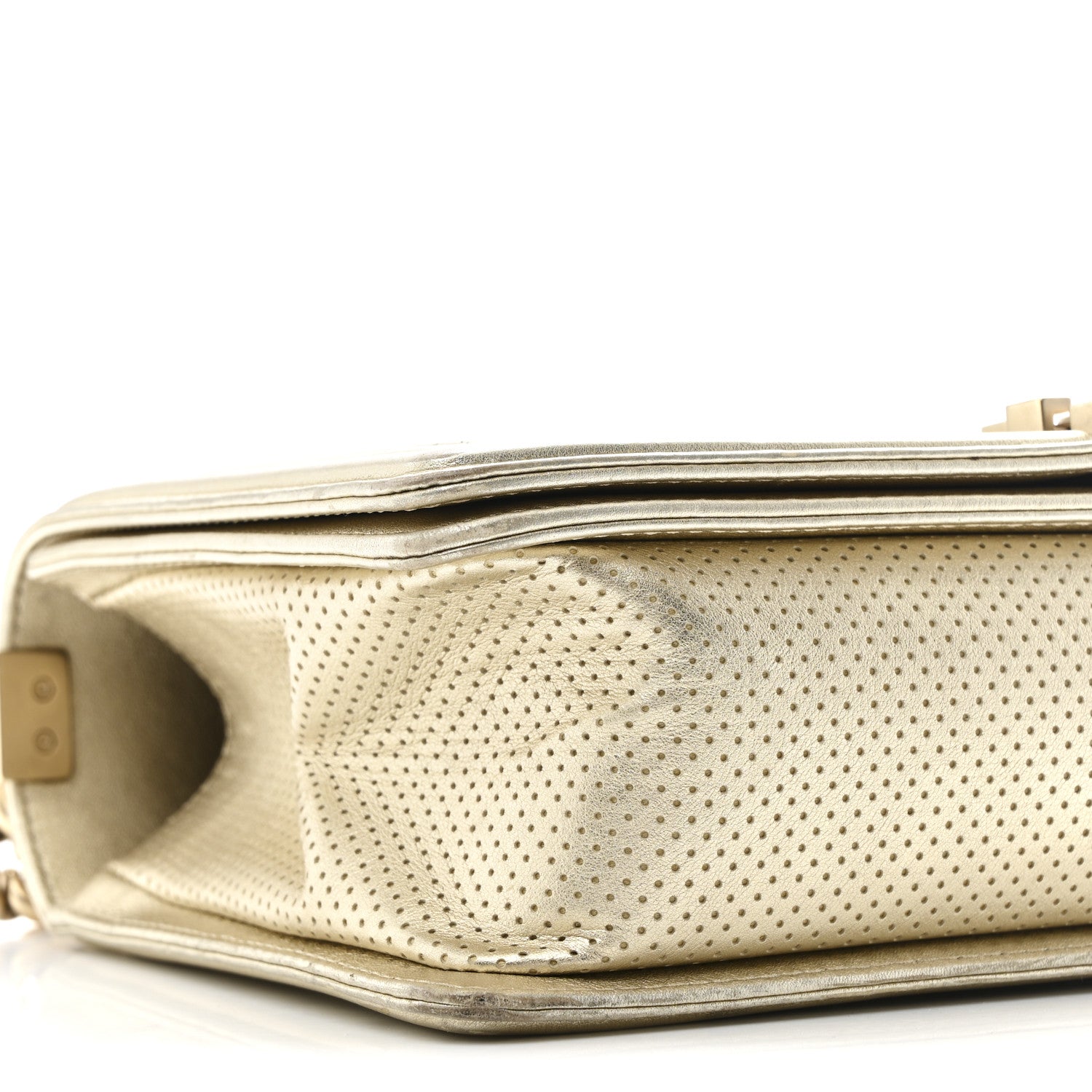 Lambskin Perforated Quilted New Medium Boy Flap Gold