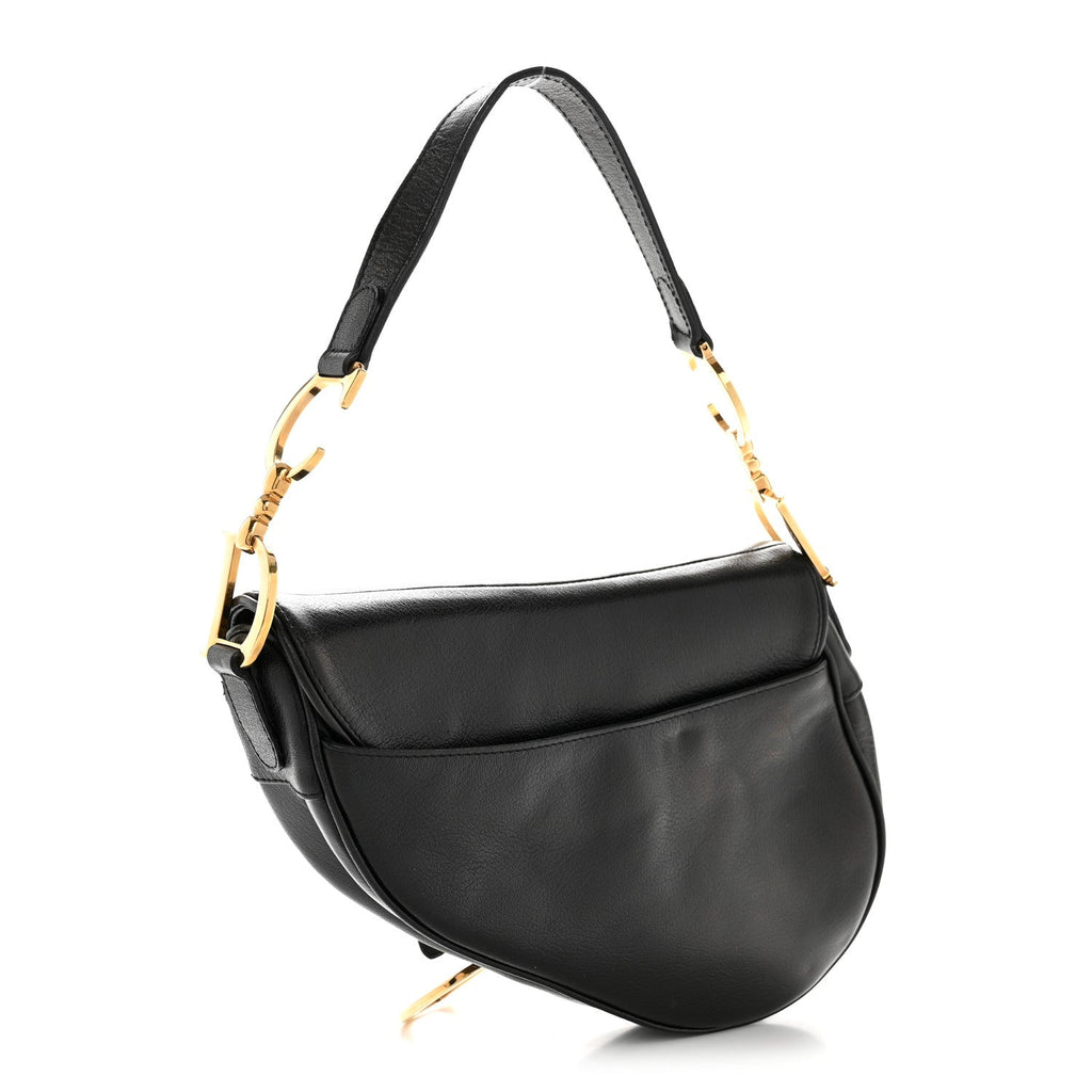 Shiny Goatskin  Saddle Bag Black