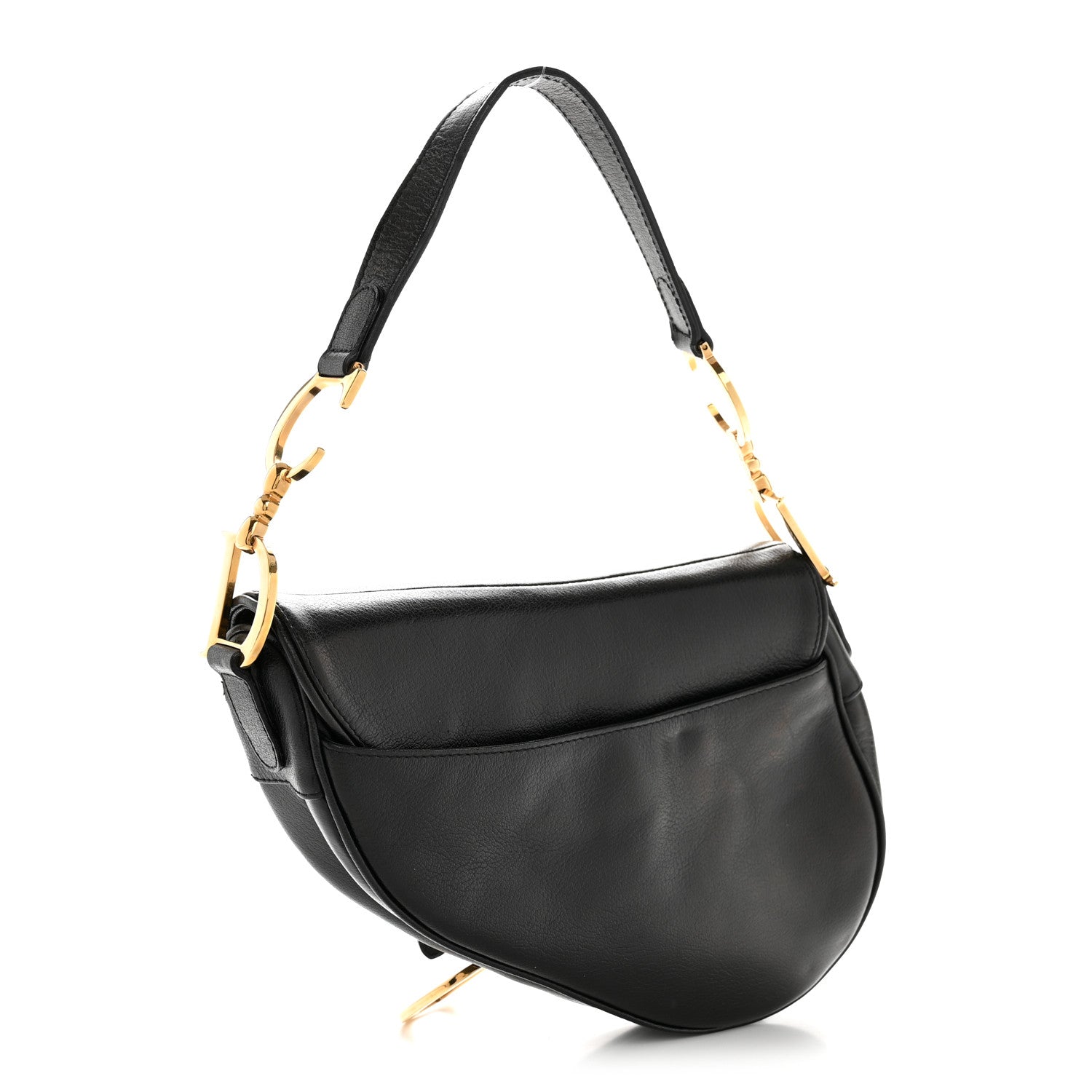 Shiny Goatskin  Saddle Bag Black