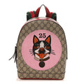 GG Supreme Monogram Web Bosco Patch Dome Backpack Beige Malva Hibiscus Red