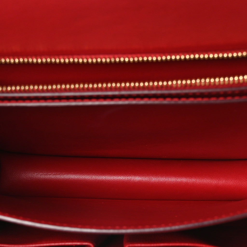 Box Calfskin Medium Classic Box Flap Bag Red