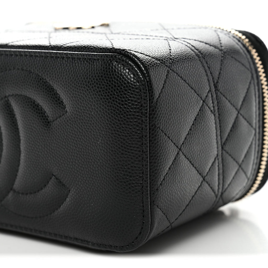 Caviar Quilted Trendy Handle Mini Vanity Black