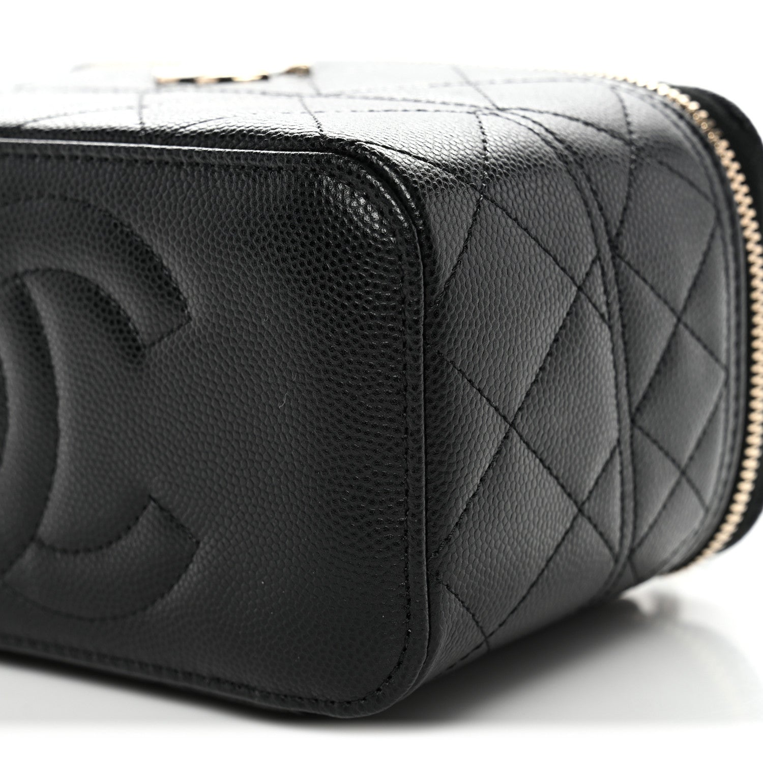 Caviar Quilted Trendy Handle Mini Vanity Black