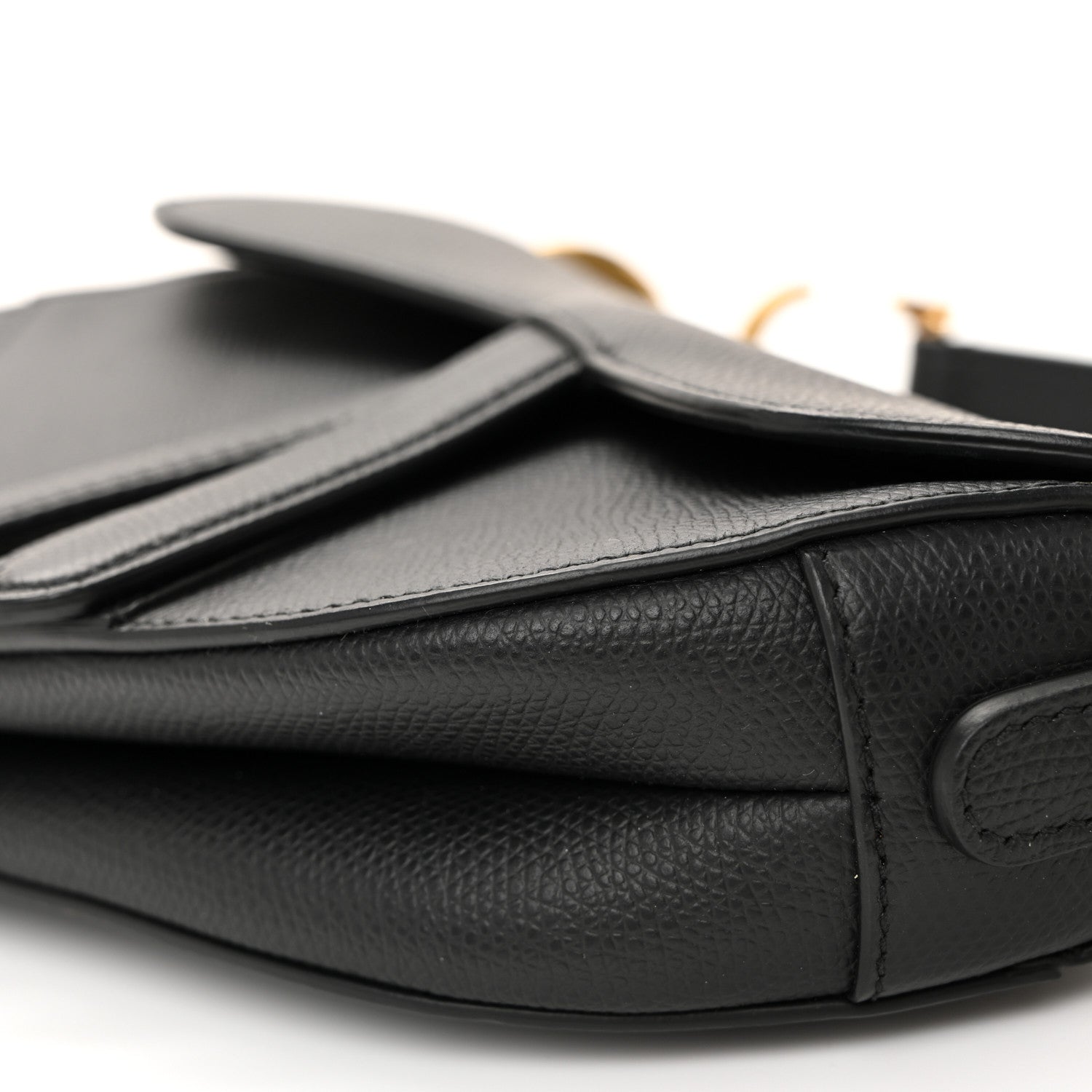 Grained Calfskin Mini Saddle Bag Black