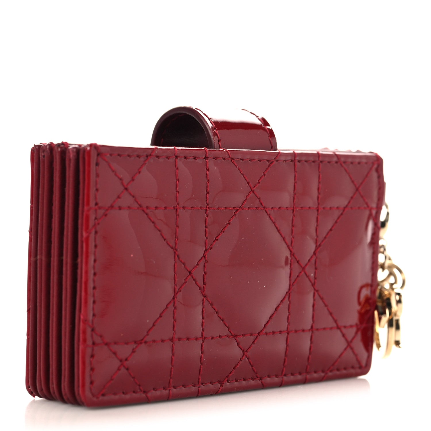 Patent Cannage Lady Dior 5-Gusset  Holder Rouge