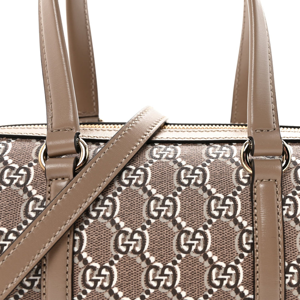 GG Shadow Monogram Ophidia Top Handle Bowler Bag Taupe
