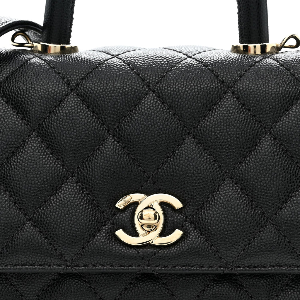 Caviar Quilted Extra Mini Coco Handle Flap Black