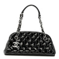Patent Quilted Small Just Mademoiselle Bowling Bag Black