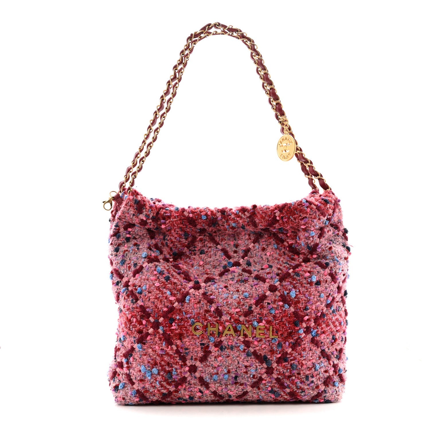 Tweed Quilted Chanel 22 Pink Burgundy