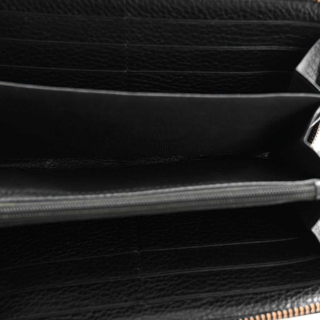 Calfskin Butterfly Zip Around Wallet Black