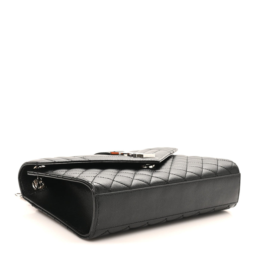 Grain De Poudre Textured Mixed Matelasse Triquilt Medium Monogram Satchel Black
