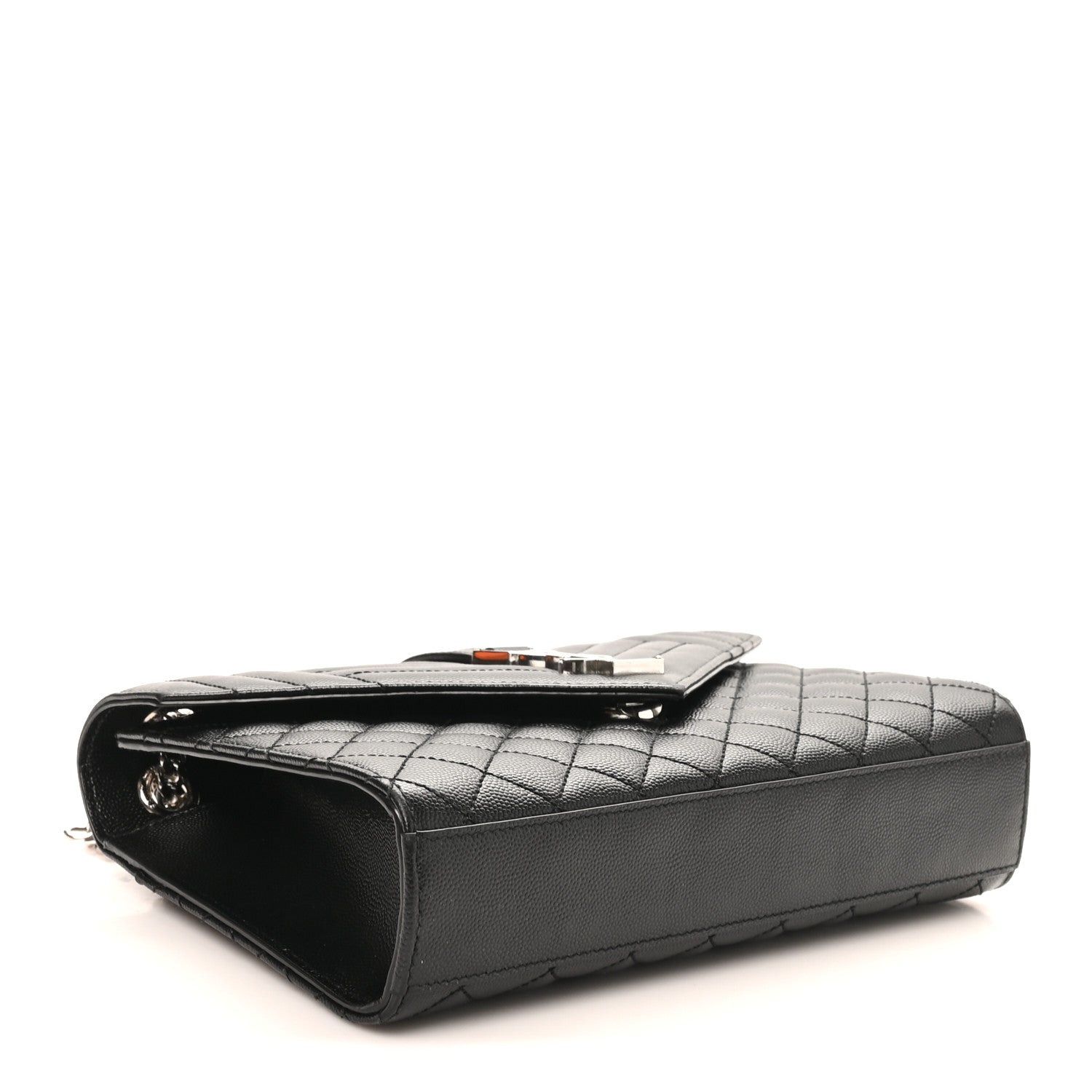 Grain De Poudre Textured Mixed Matelasse Triquilt Medium Monogram Satchel Black