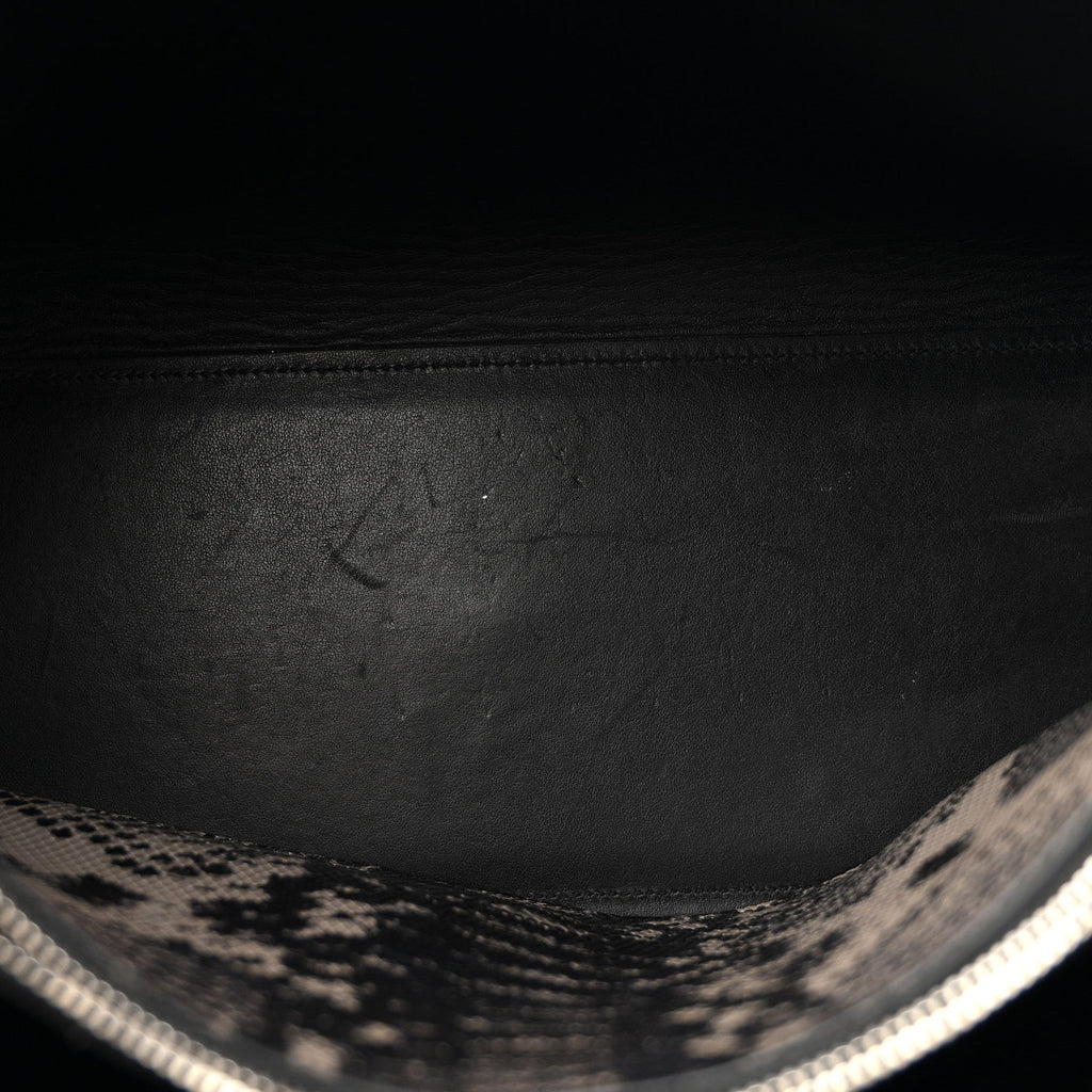 Grained Calfskin Embossed Python Small Sac De Jour Black