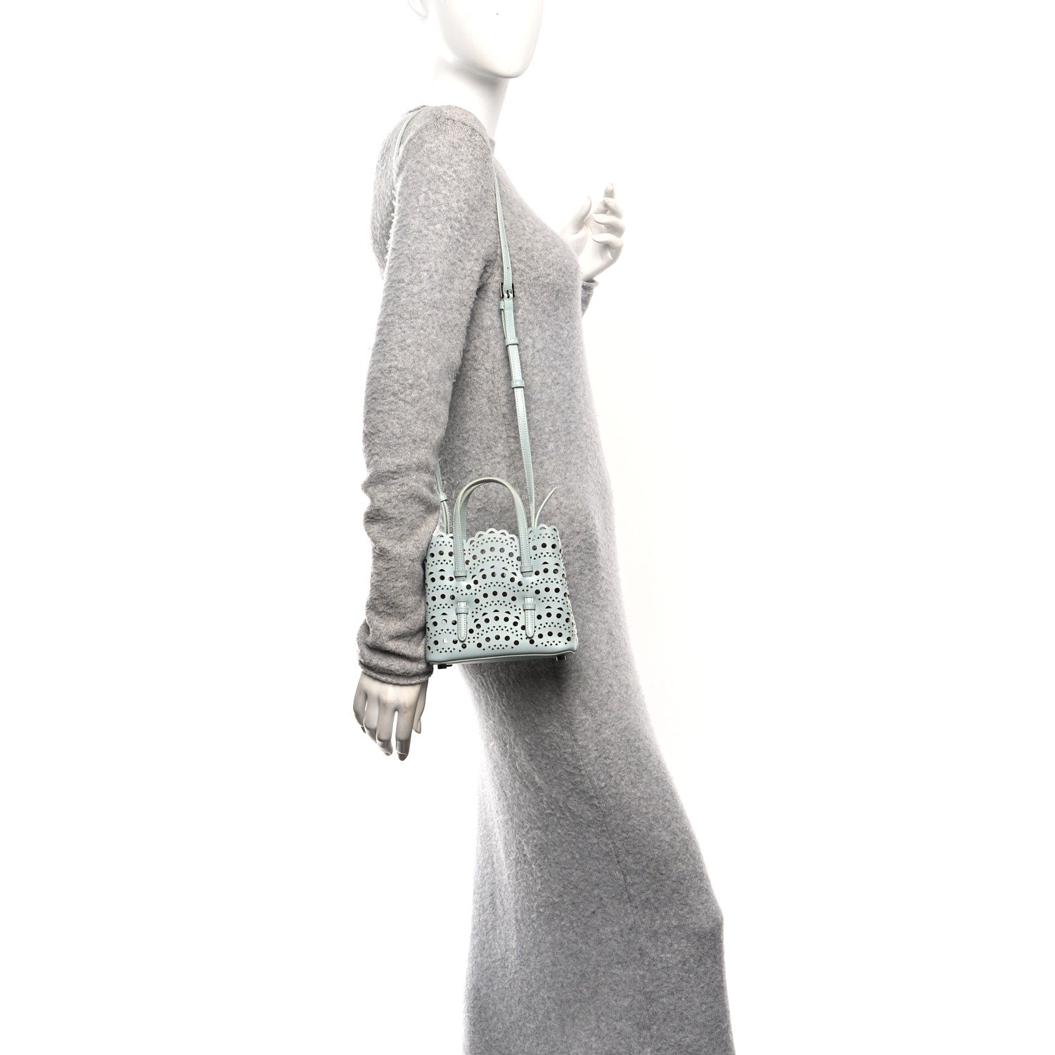 Calfskin Vienne Wave Mina 16 Bag  Gris Vert