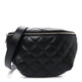 Lambskin Quilted Waist Belt Bag Black