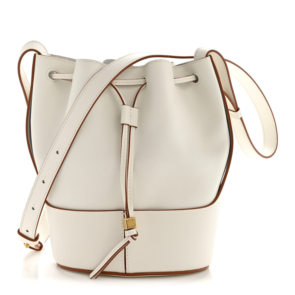 Calfskin Balloon Bucket Bag Soft White