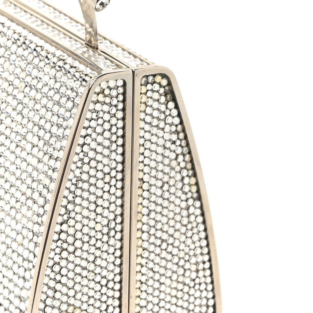 Swarovski Crystal Top Handle Minaudiere Clutch Silver