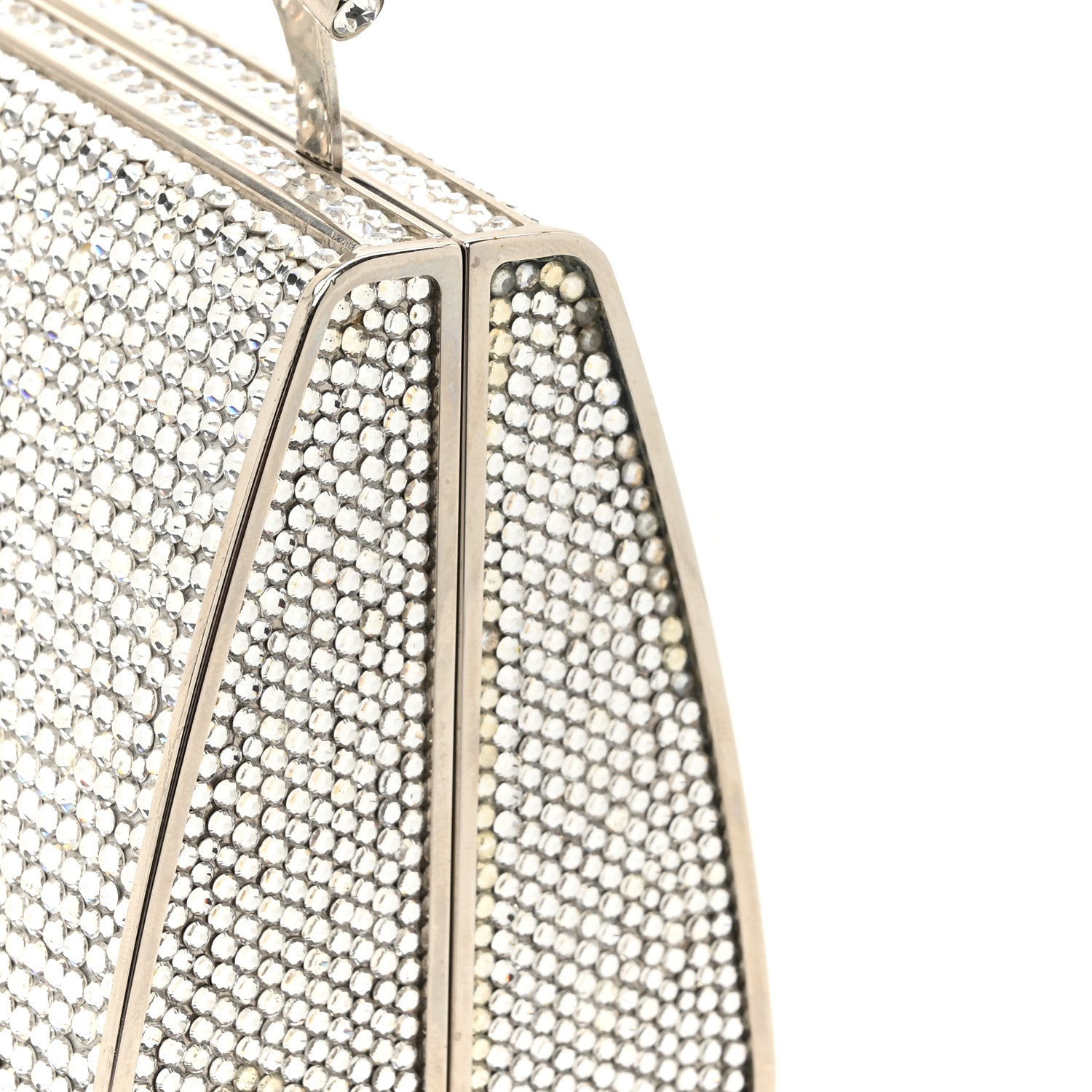 Swarovski Crystal Top Handle Minaudiere Clutch Silver