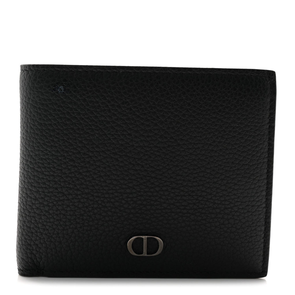 Grained Calfskin CD Icon Bifold Wallet Black