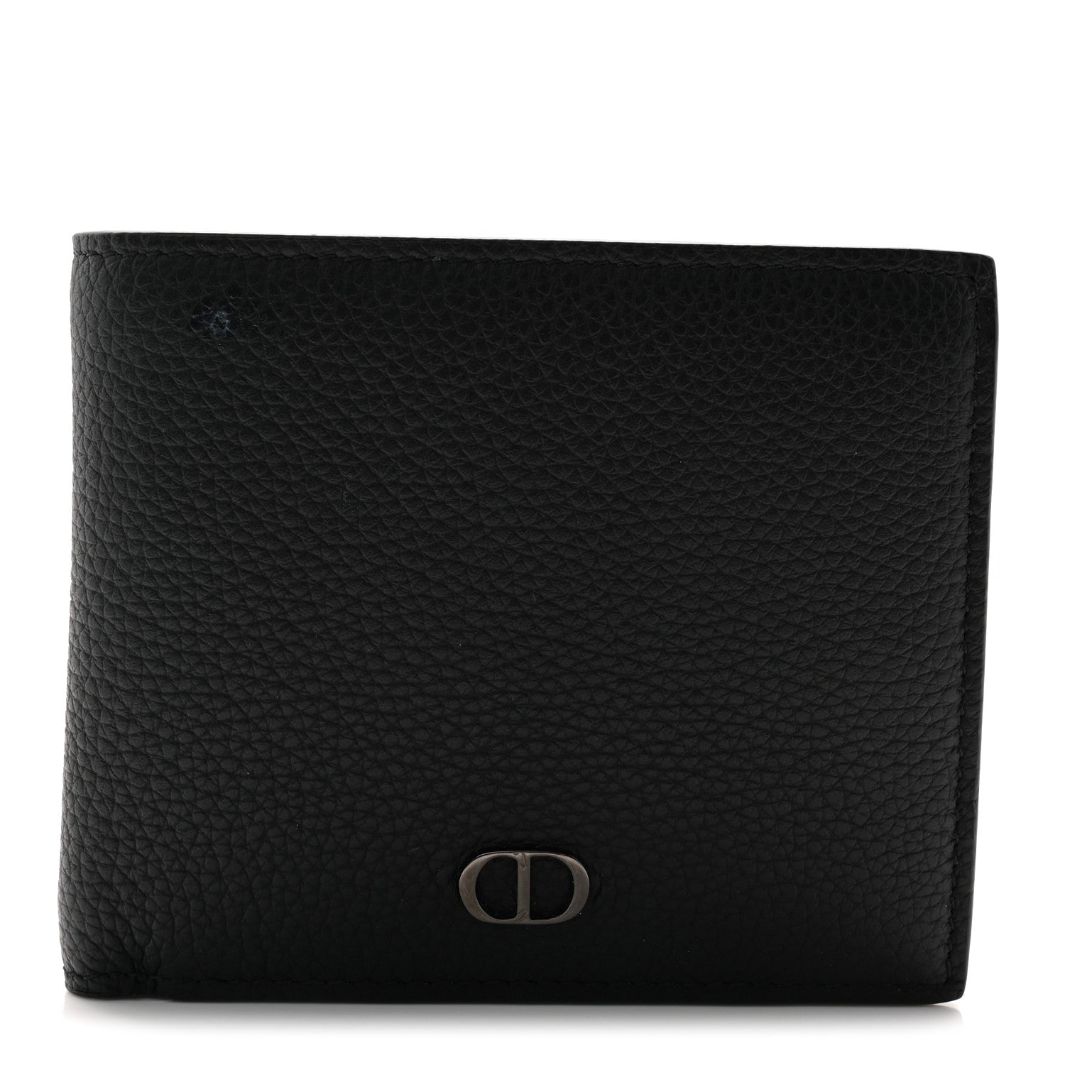 Grained Calfskin CD Icon Bifold Wallet Black
