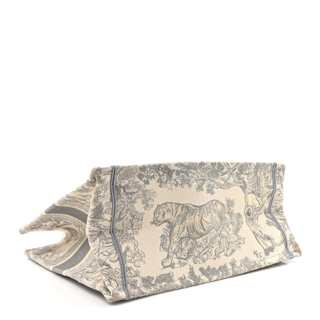 Canvas Embroidered Medium Dioriviera Toile De Jouy Book Tote Gray