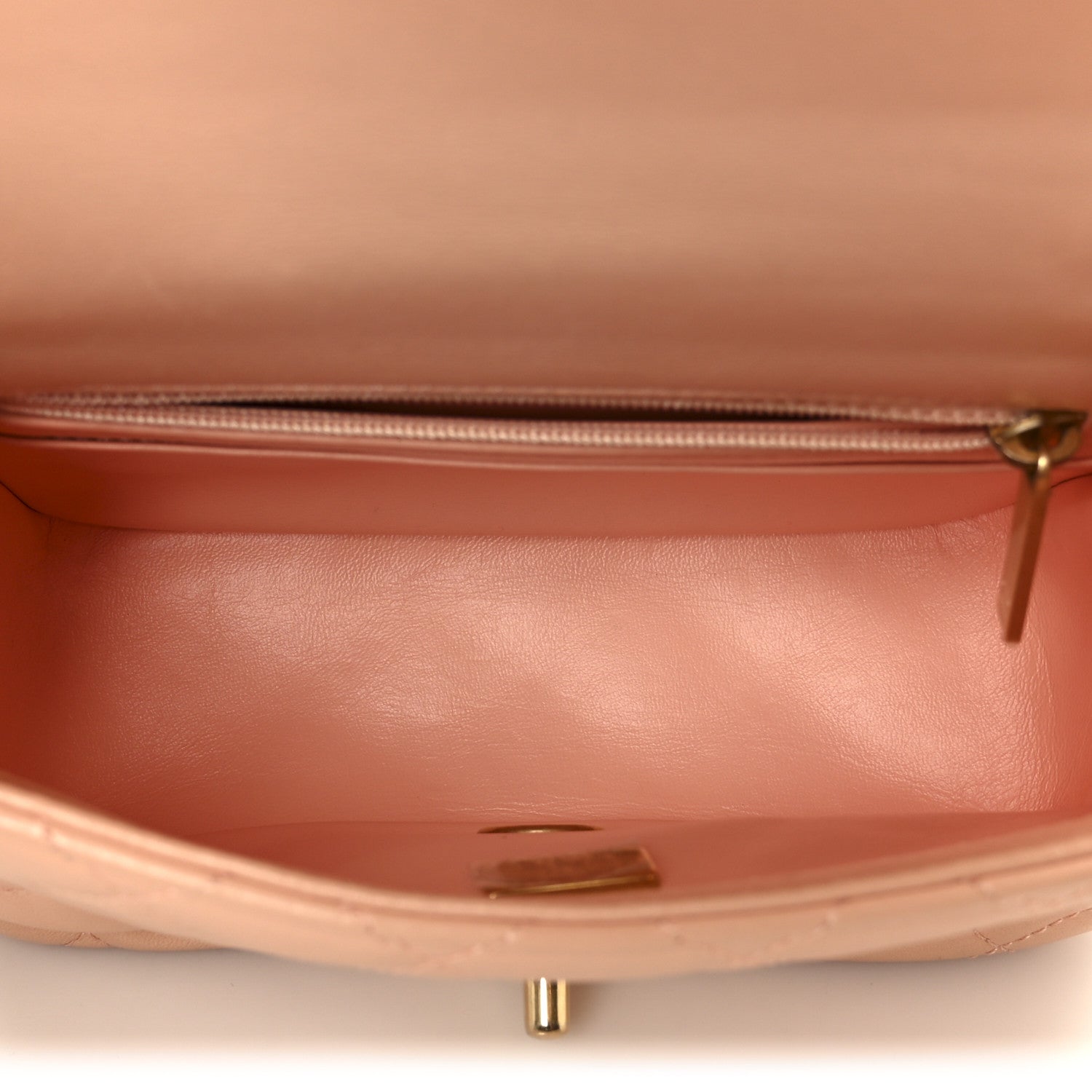 Lambskin Quilted Mini Pearl Crush Flap Light Orange