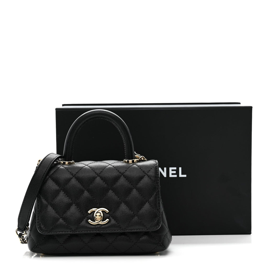 Caviar Quilted Extra Mini Coco Handle Flap Black