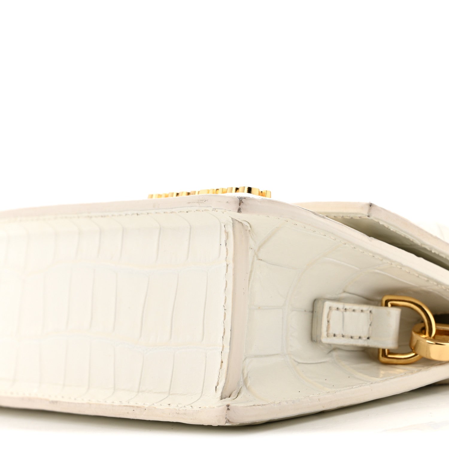 Calfskin Crocodile Embossed Le Chiquito Long White