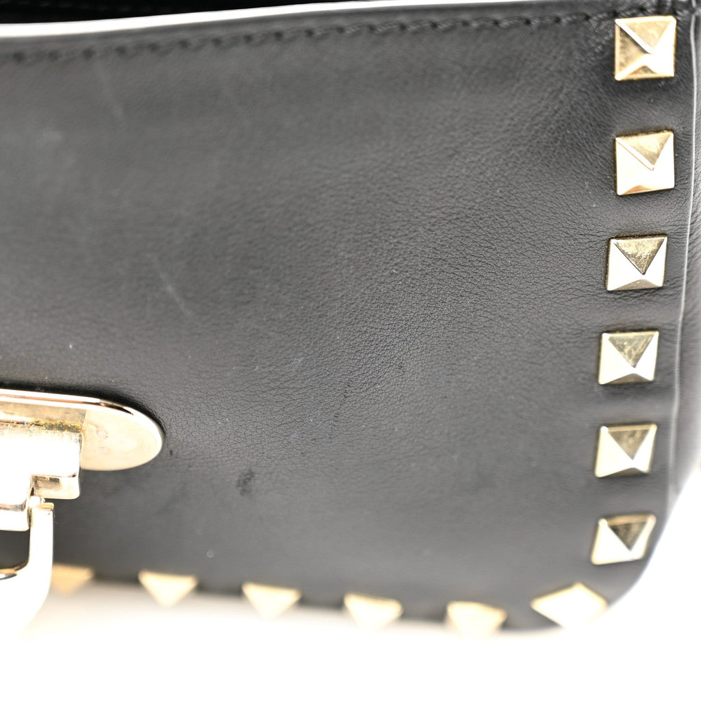 Vitello Mini Rockstud Flap Saddle Crossbody Bag Black