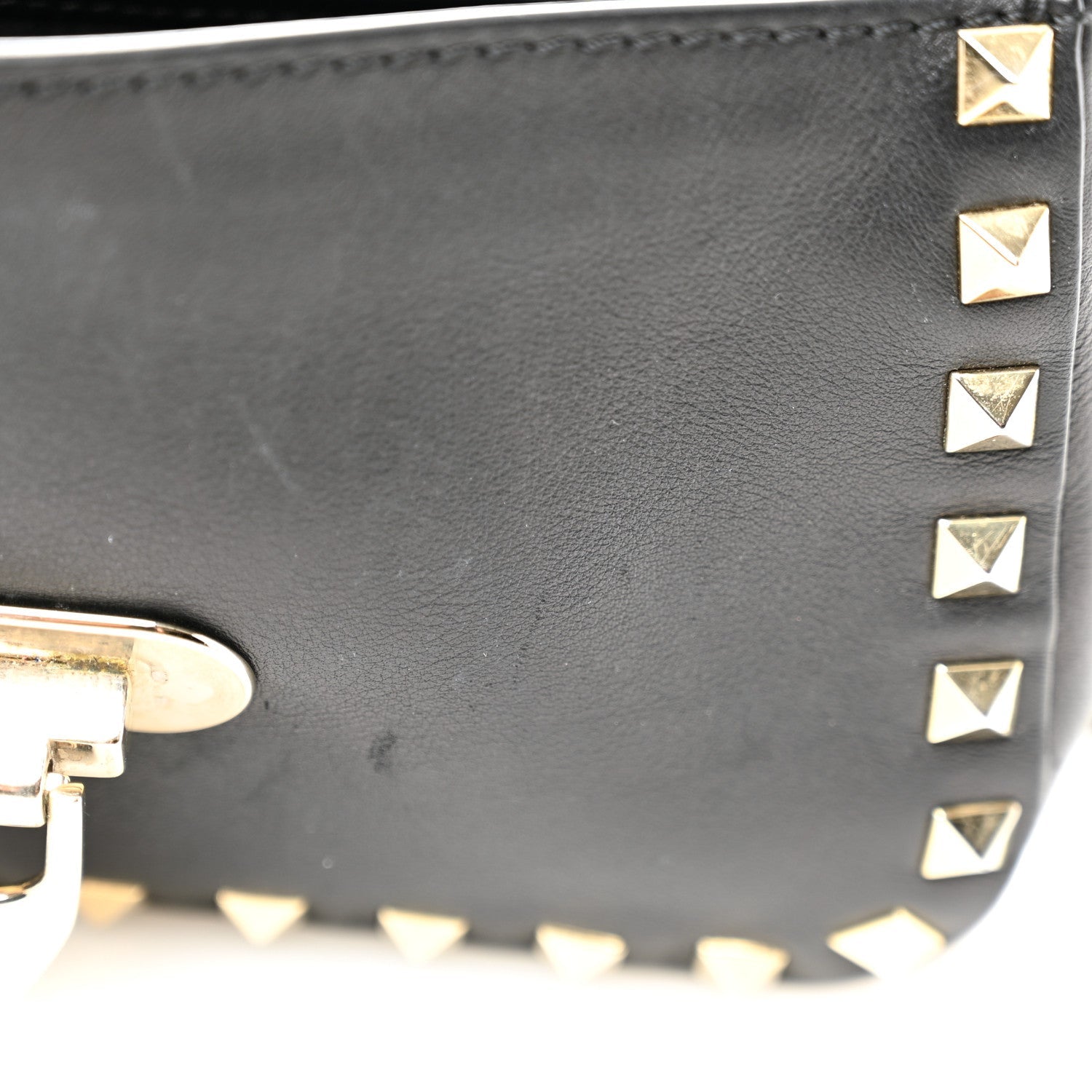 Vitello Mini Rockstud Flap Saddle Crossbody Bag Black