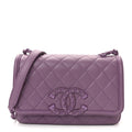 Lambskin Quilted Small CC Filigree Flap Purple