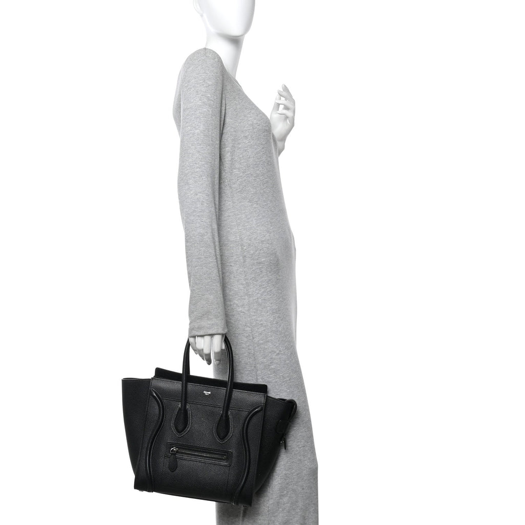 Drummed Calfskin Micro Luggage Black