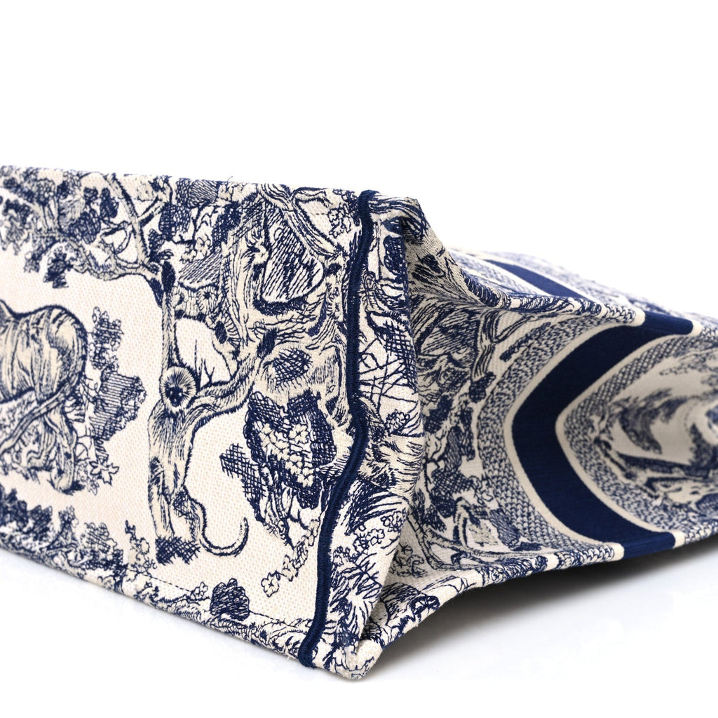 Canvas Embroidered Large Dioriviera Toile De Jouy Book Tote Blue