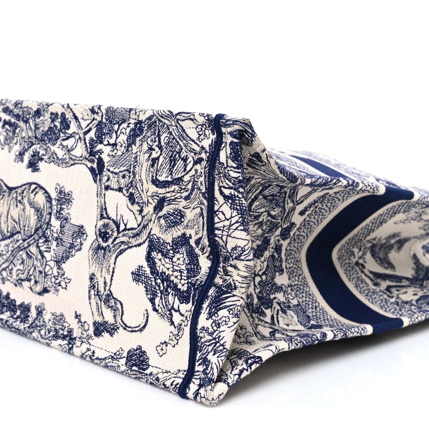 Canvas Embroidered Large Dioriviera Toile De Jouy Book Tote Blue