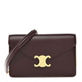 Shiny Calfskin Triomphe Margo Wallet on Chain Burgundy